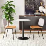 Round White & Black Bistro Table with Pedestal Base