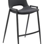 Black Mid-Century Modern Counter Stool with Faux Leather (Set of 2)