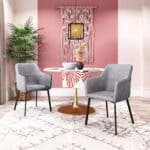 Gray Dining Chairs with Water-Resistant Fabric and Steel Frame (Set of 2)