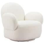 White Swivel Chair with Shearling-Style Fabric and 360-Degree Base 12 White Swivel Chair with Shearling-Style Fabric and 360-Degree Base