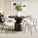 Round Mango Wood Dining Table with Modern Organic Design