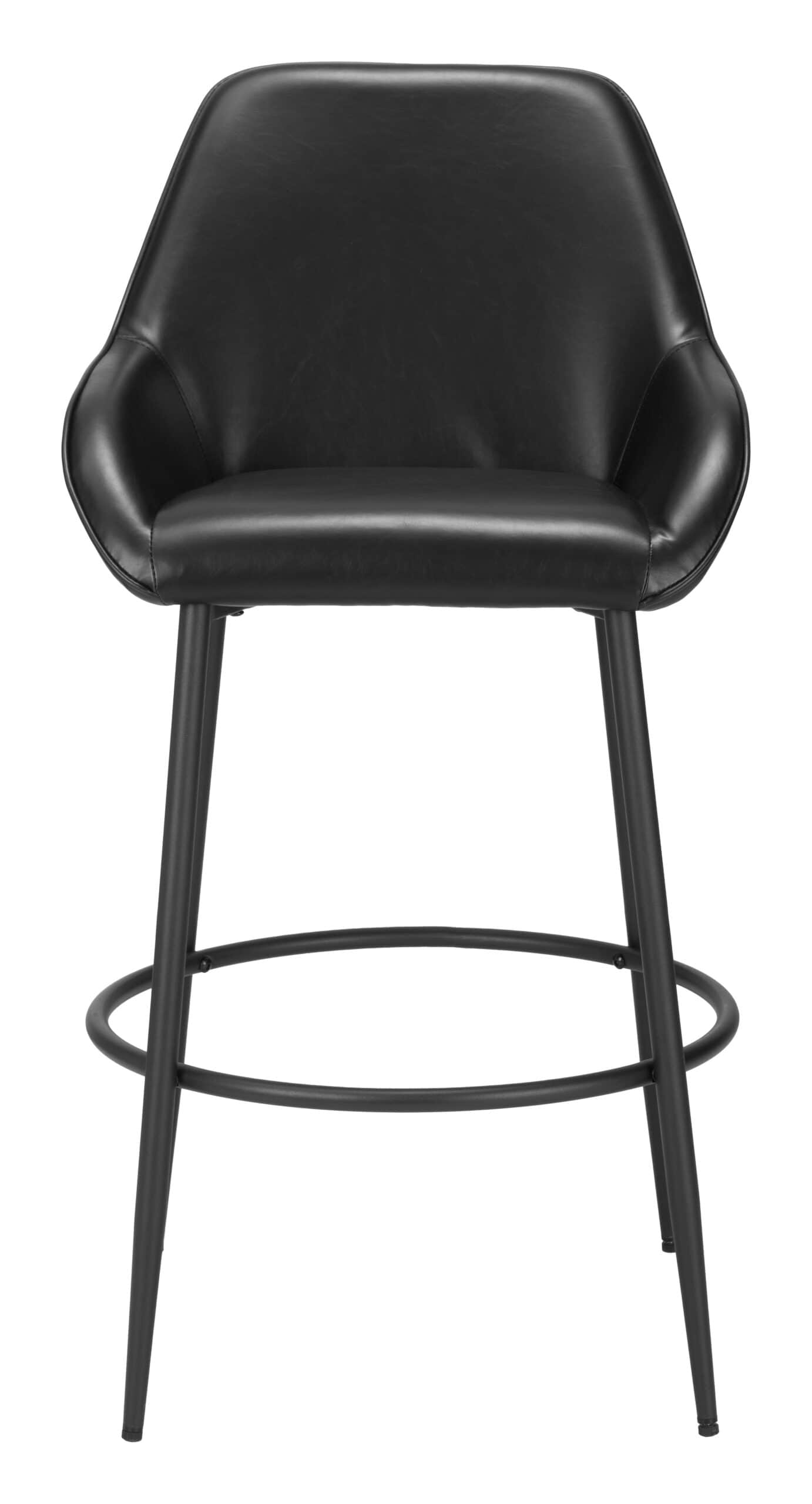 Modern Faux Leather Barstools with Armrests and Footrest (Set of 2) 10 Modern Faux Leather Barstools with Armrests and Footrest (Set of 2)