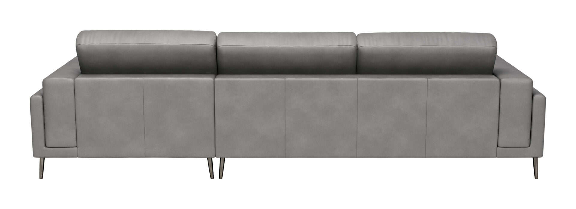 Modern Gray Leather Sectional with Chaise and Steel Legs 4 Modern Gray Leather Sectional with Chaise and Steel Legs - Image 4
