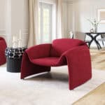 Red Velvet Accent Chair with Sturdy Steel Frame and Armrests 11 Red Velvet Accent Chair with Sturdy Steel Frame and Armrests