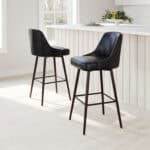 Modern Swivel Barstool with Faux Leather and Bronze Finish 10 Modern Swivel Barstool with Faux Leather and Bronze Finish