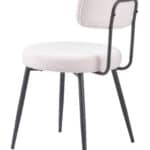Ivory Shearling Dining Chair with Black Steel Frame (Set of 2)
