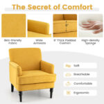Modern Upholstered Accent Chair with Rubber Wood Legs