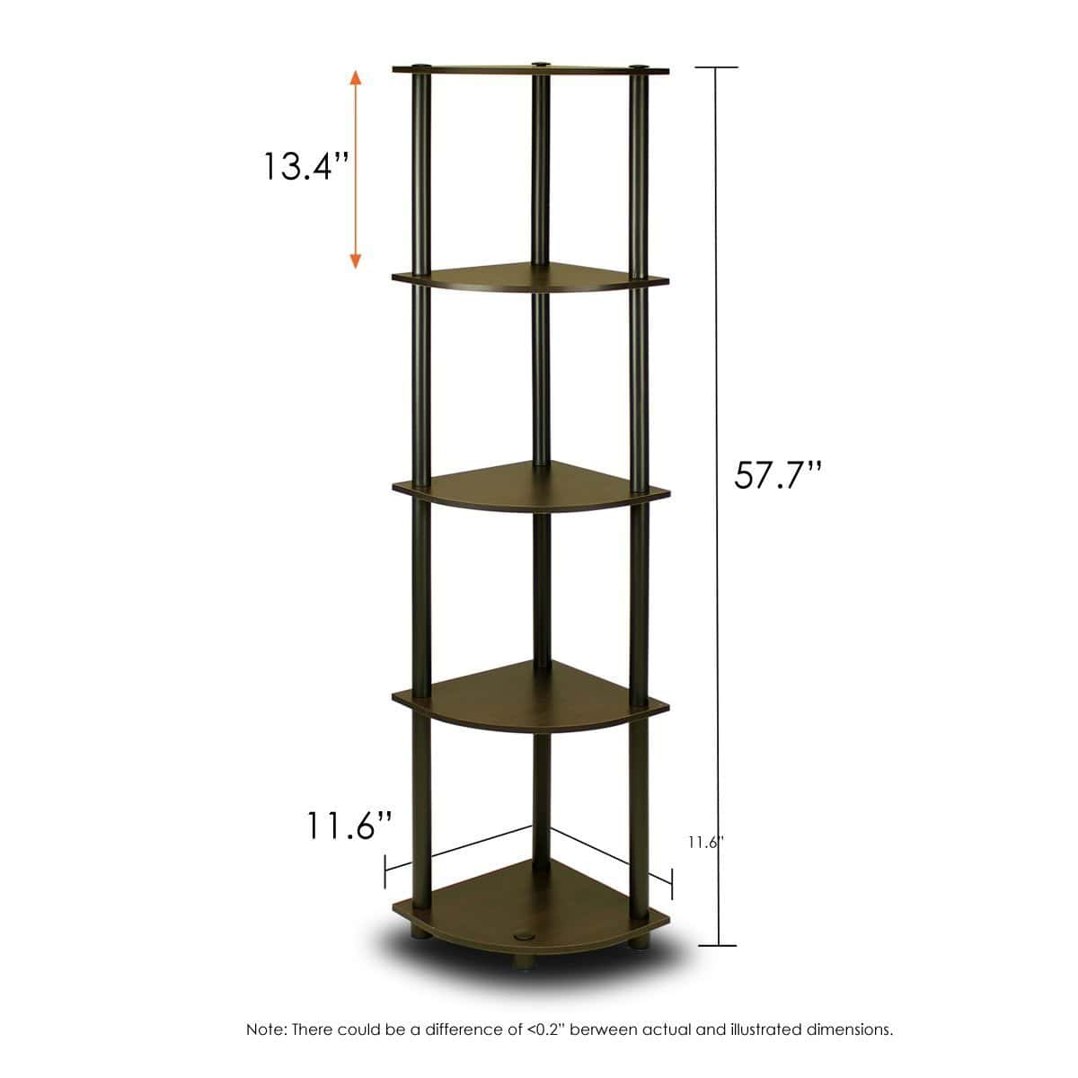 5-Tier Corner Shelf Bookcase Espresso Black Space-Saving Design 2 5-Tier Corner Shelf Bookcase Espresso Black Space-Saving Design - Image 2