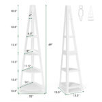 5 Tier White Corner Ladder Shelf with Wooden Frame