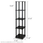 5-Tier Space-Saving Corner Shelf Bookcase in Espresso Black