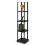 5-Tier Space-Saving Corner Shelf Bookcase in Espresso Black