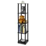 5-Tier Space-Saving Corner Shelf Bookcase in Espresso Black