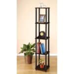5-Tier Space-Saving Corner Shelf Bookcase in Espresso Black