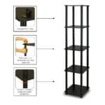 5-Tier Space-Saving Corner Shelf Bookcase in Espresso Black