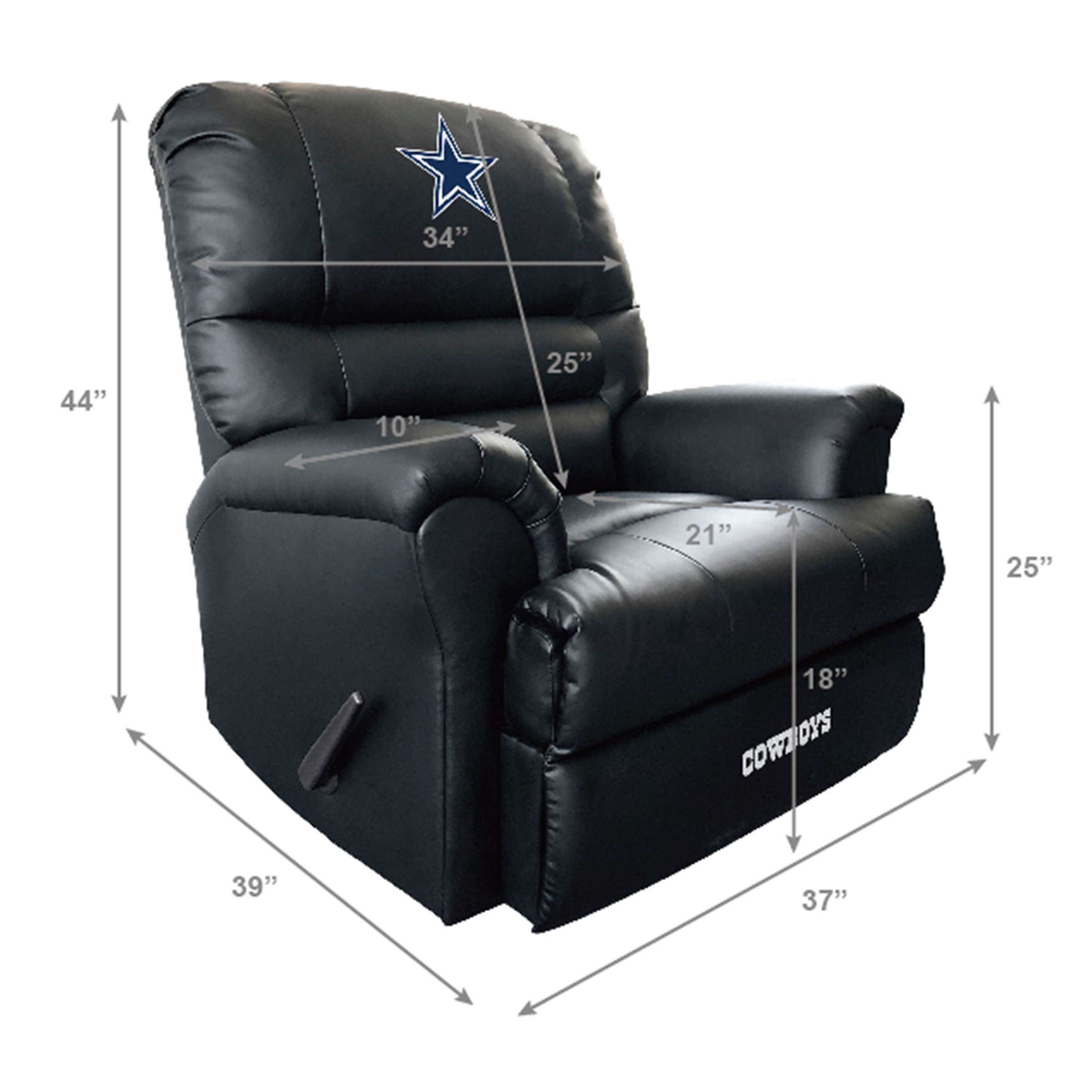 dallas cowboys faux leather embroidered rocker recliner