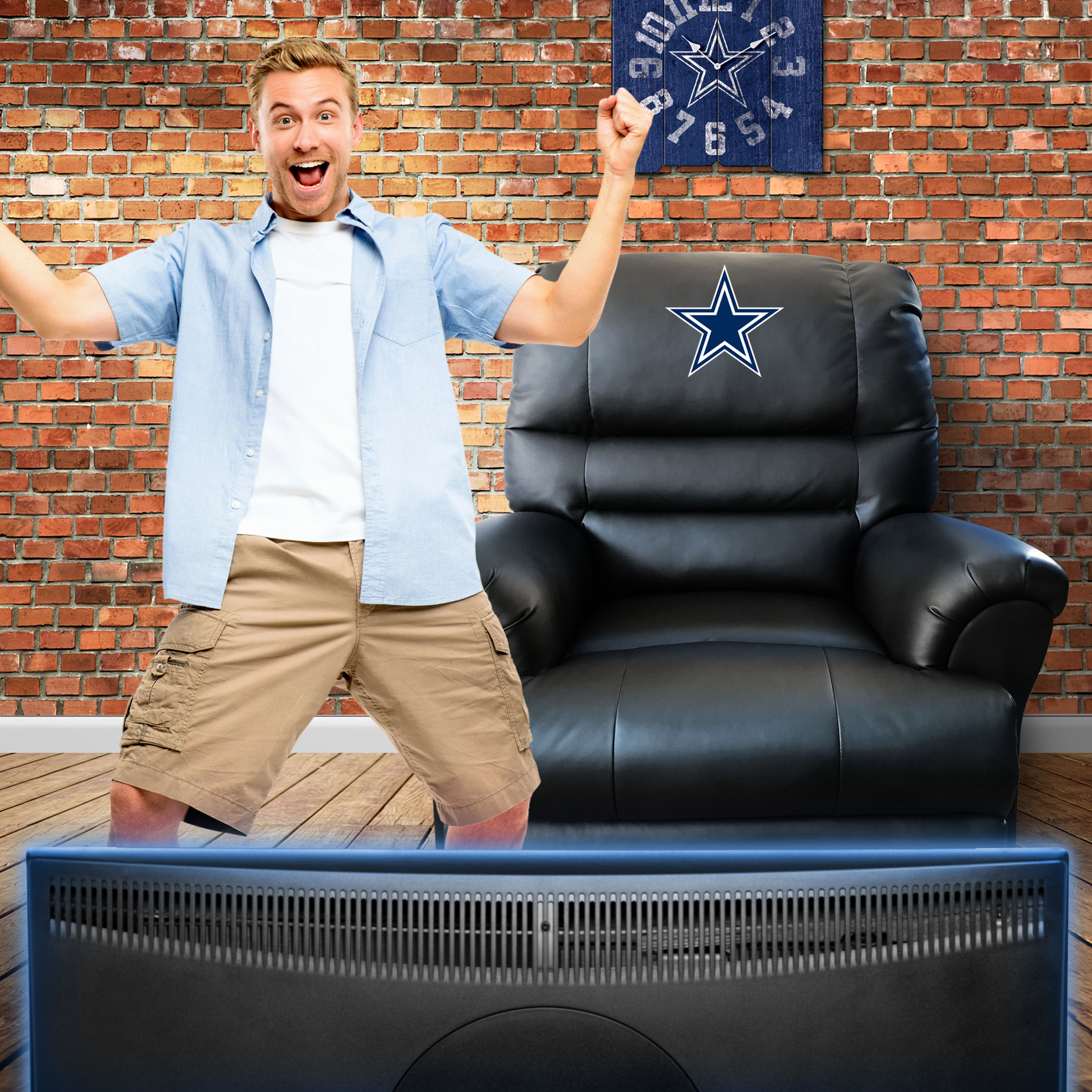 dallas cowboys faux leather embroidered rocker recliner