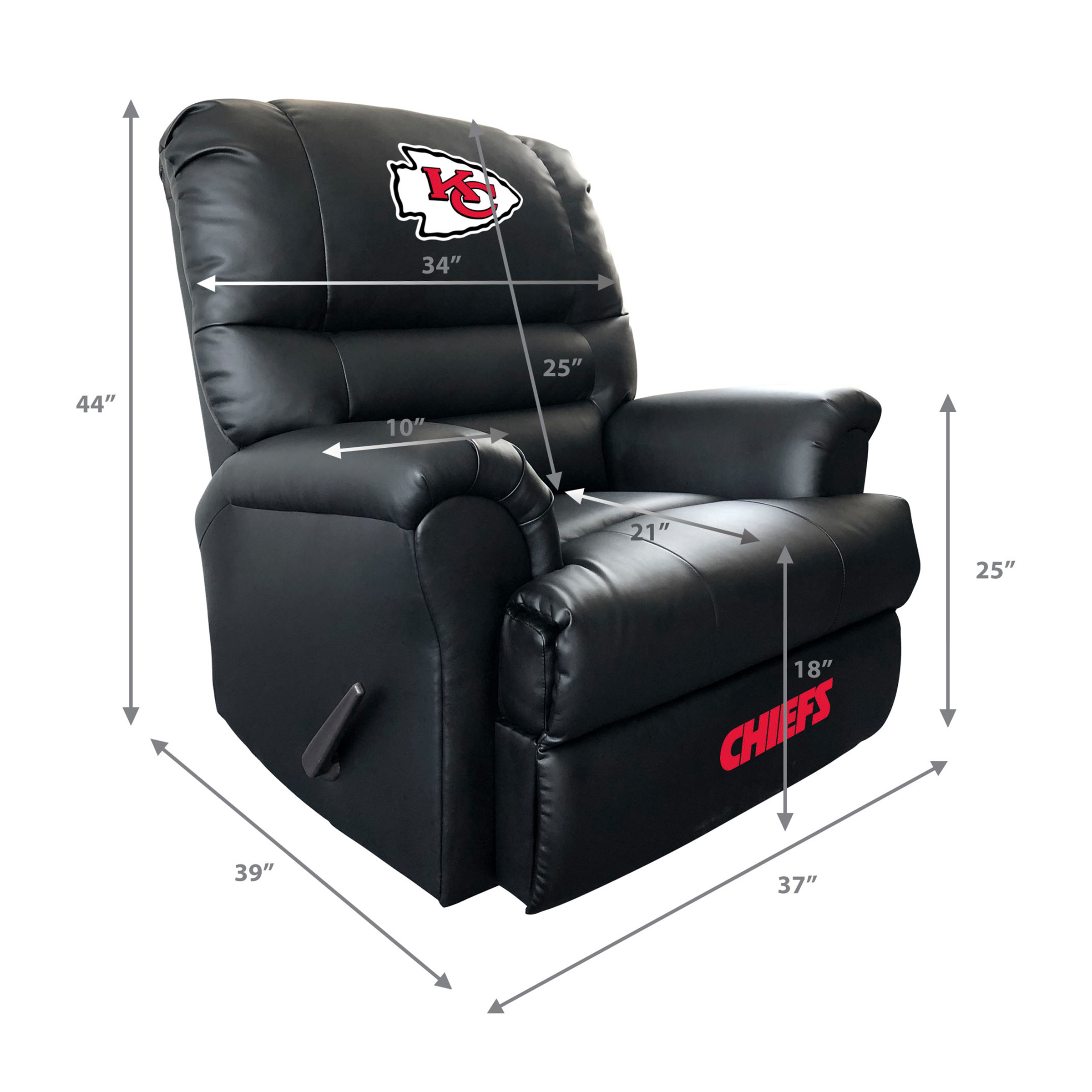 kansas city chiefs embroidered faux leather rocker recliner