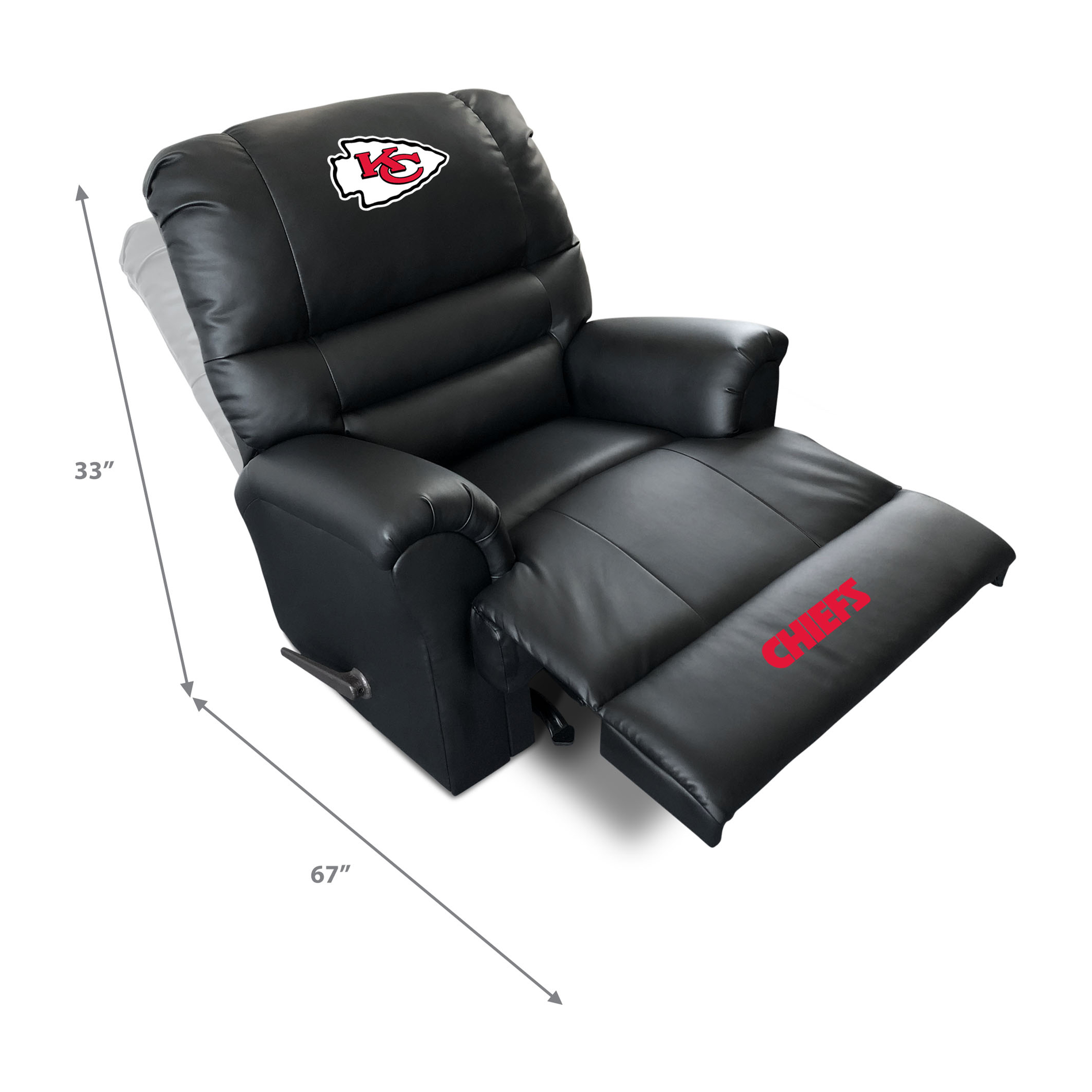 kansas city chiefs embroidered faux leather rocker recliner