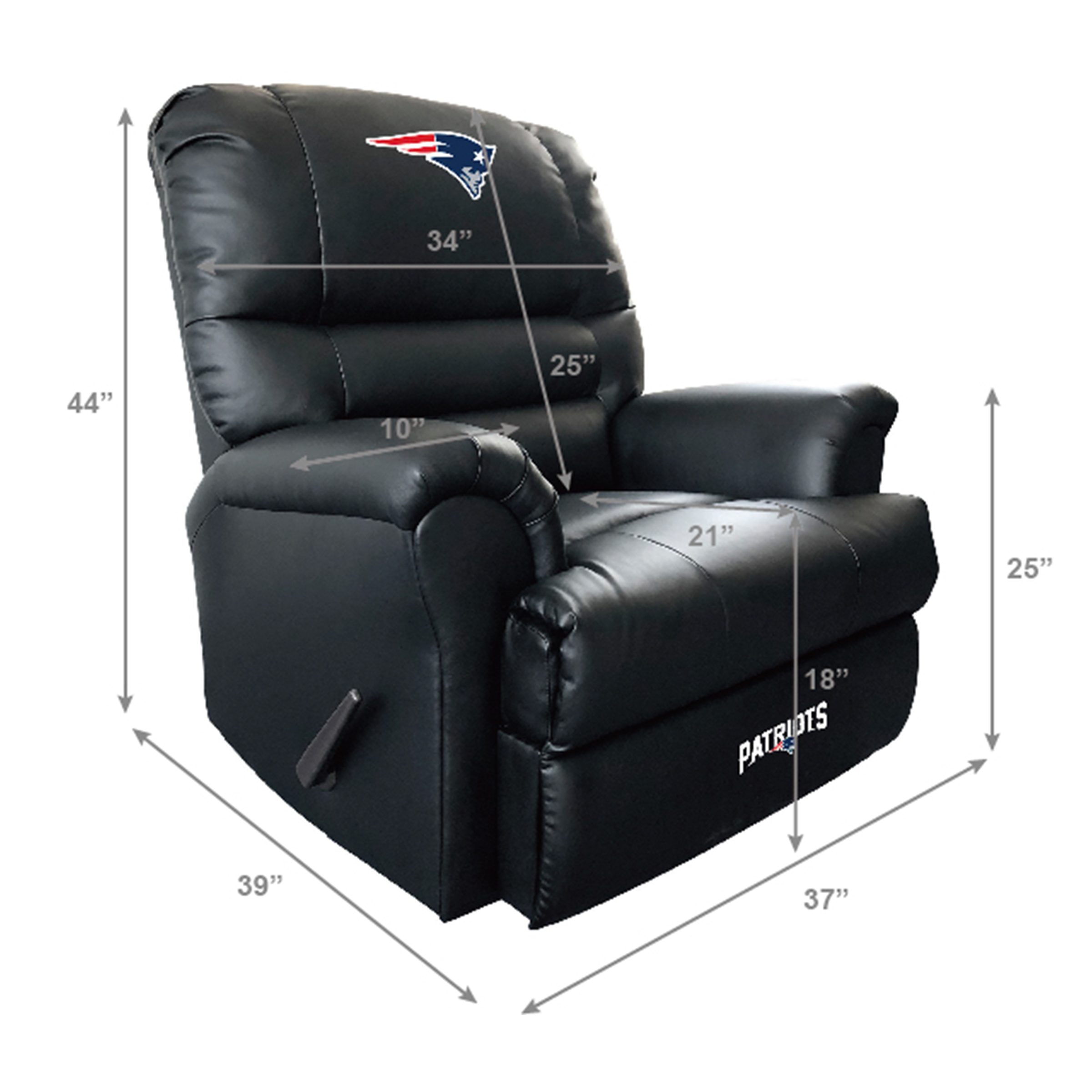 patriots faux leather embroidered rocker recliner