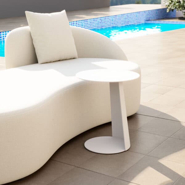 White Weather Resistant Aluminum Outdoor Side Table