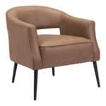 Vintage Brown Boho Faux Leather Accent Chair with Steel Legs 11 Vintage Brown Boho Faux Leather Accent Chair with Steel Legs