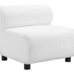 White Accent Chair with Channeled Fabric and Wood Legs 12 White Accent Chair with Channeled Fabric and Wood Legs
