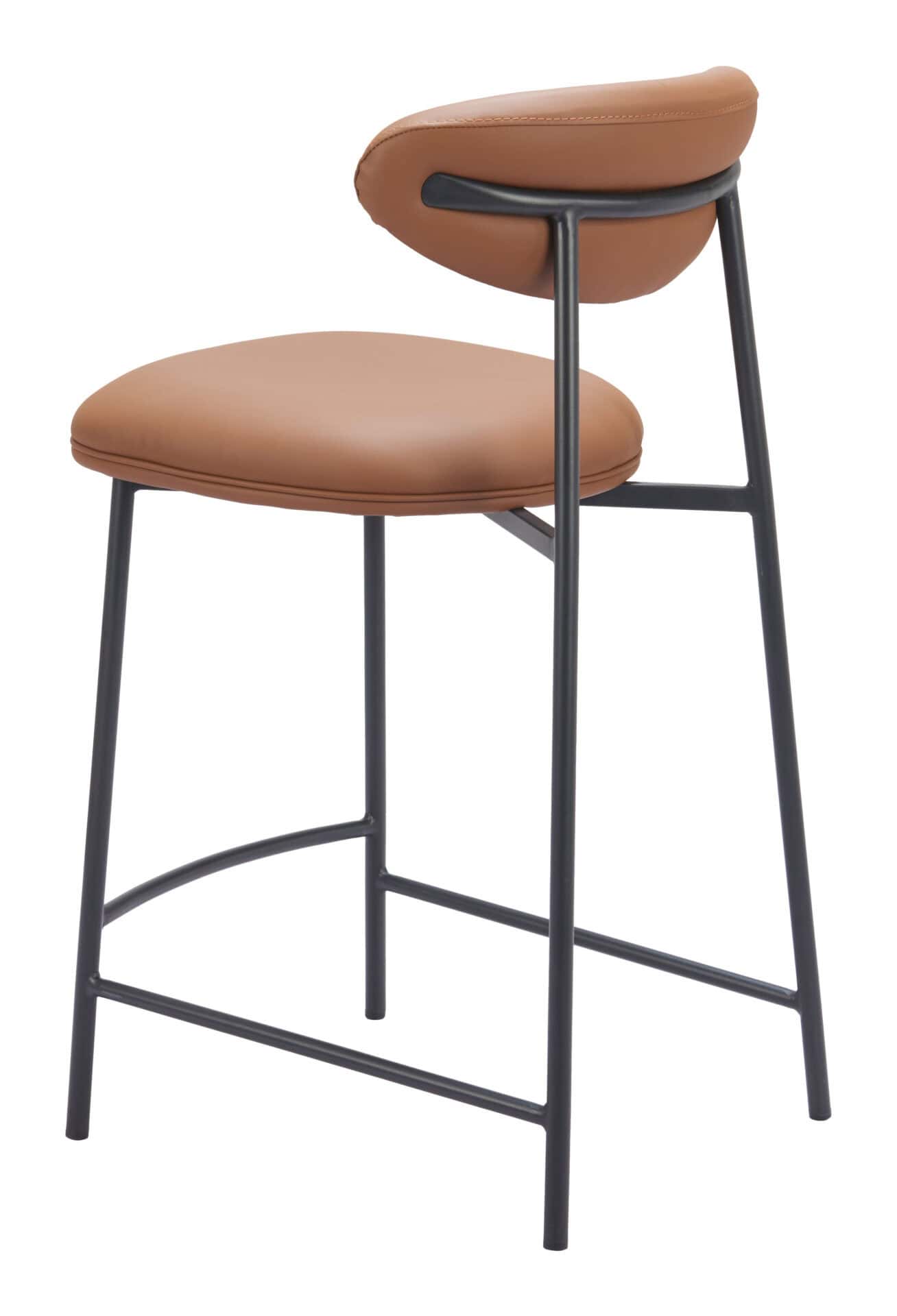 Brown Faux Leather Counter Stool with Steel Frame (Set of 2) 5 Brown Faux Leather Counter Stool with Steel Frame (Set of 2) - Image 5