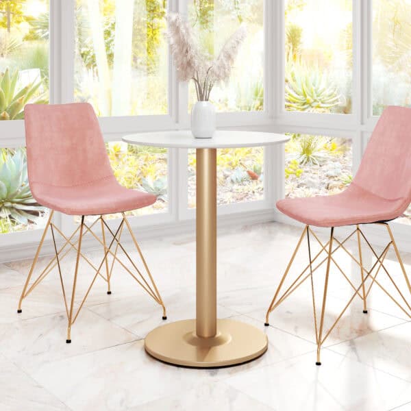 White and Gold Round Bistro Table for Small Spaces
