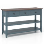 Dark Blue Narrow Entryway Table with Drawers and Shelves 11 Dark Blue Narrow Entryway Table with Drawers and Shelves