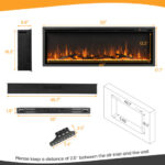 50 Inch Electric Fireplace Wall Mount Recessed with Remote Control