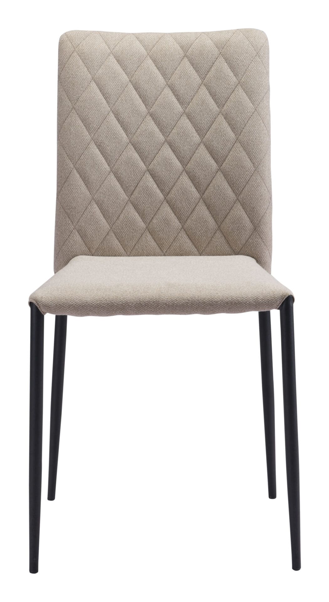 Beige Diamond Pattern Dining Chair with Black Steel Legs (Set of 2) 5 Beige Diamond Pattern Dining Chair with Black Steel Legs (Set of 2) - Image 5
