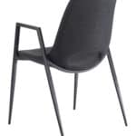 Black Faux Leather Dining Chair with Steel Frame and Armrests (Set of 2)