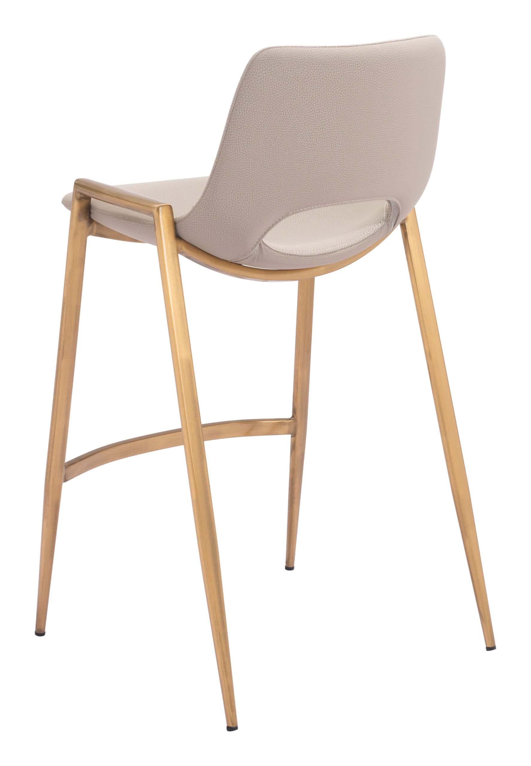 Beige and Gold Mid-Century Modern Counter Stool with Footrest (Set of 2)