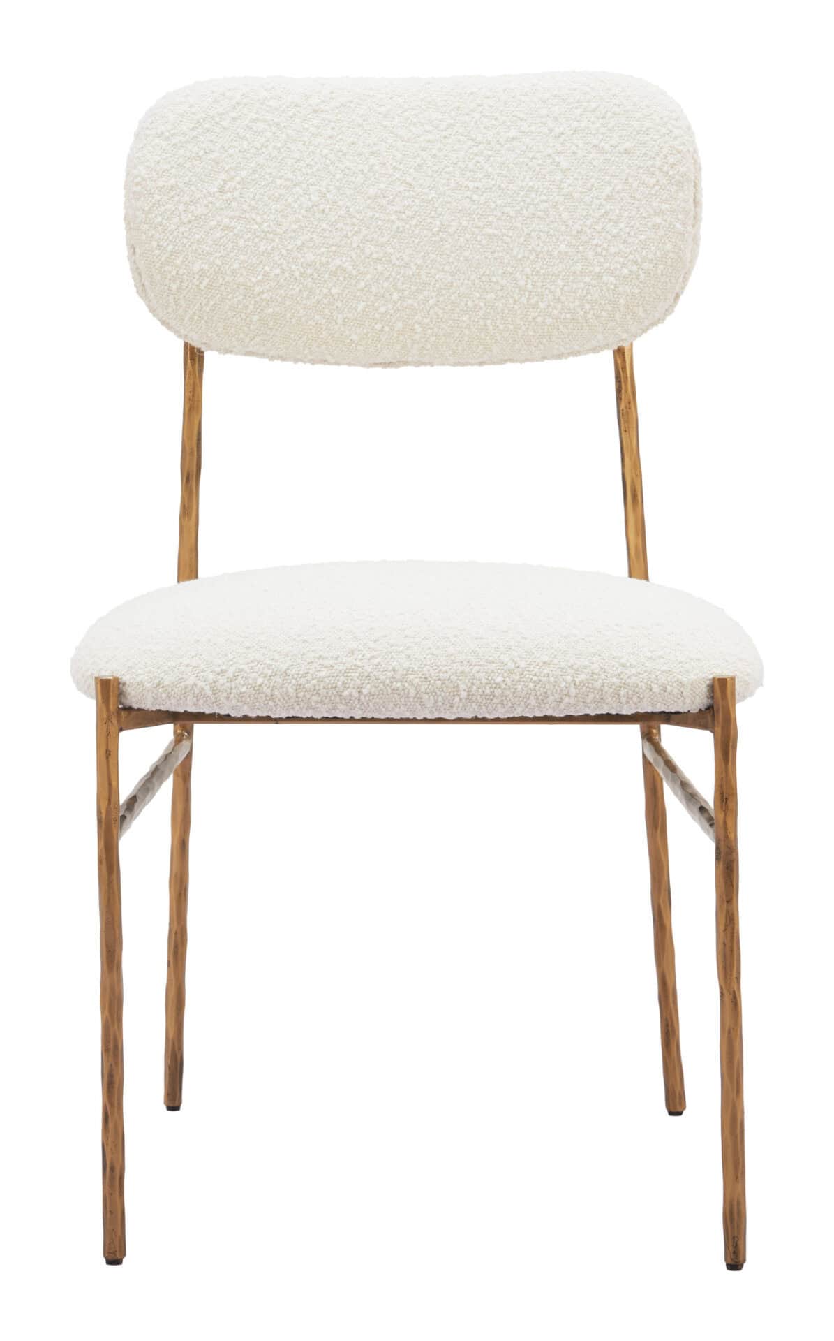 Cream and Gold Dining Chair with Steel Frame and Performance Fabric 5 Cream and Gold Dining Chair with Steel Frame and Performance Fabric - Image 5