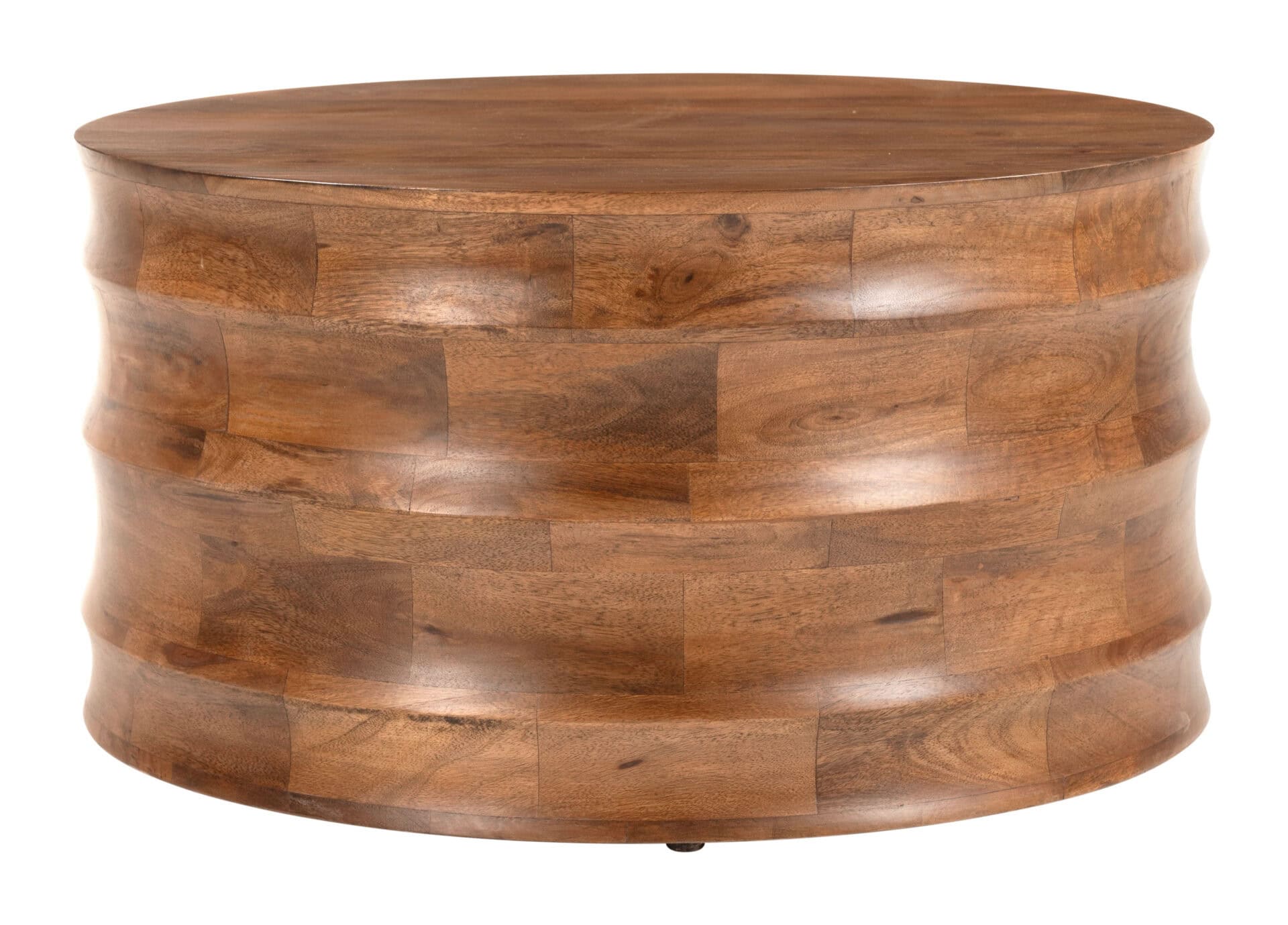 Mid-Century Modern Round Walnut Coffee Table with Mango Wood Finish 1 Mid-Century Modern Round Walnut Coffee Table with Mango Wood Finish