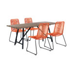 71” Modern Brown and Black Solid Wood Dining Set, 5-Piece