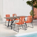 71” Modern Brown and Black Solid Wood Dining Set, 5-Piece