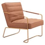 Vintage Brown Faux Leather Accent Chair with Steel Base and Armrests 10 Vintage Brown Faux Leather Accent Chair with Steel Base and Armrests