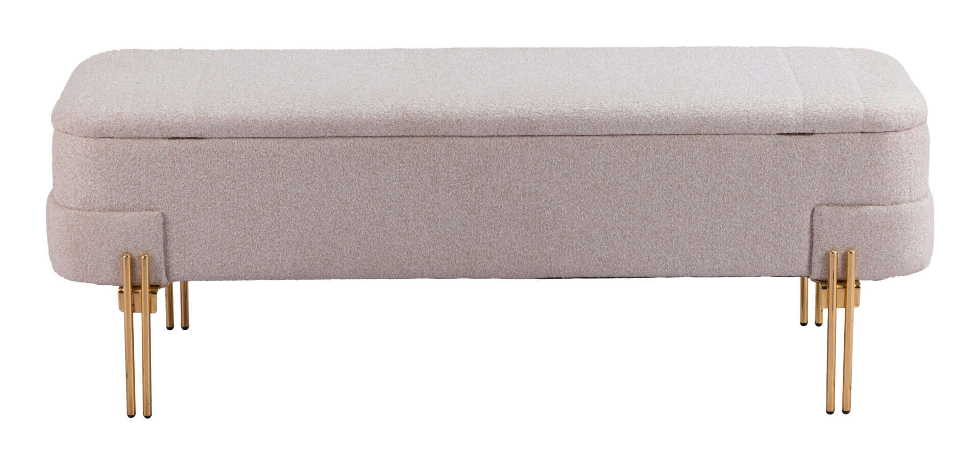 Oatmeal Beige Storage Bench with Hidden Compartment and Steel Legs 5 Oatmeal Beige Storage Bench with Hidden Compartment and Steel Legs - Image 5
