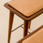24 Inch Brown Wood and Leather Modern Backless Bar Stool