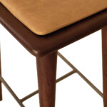 24 Inch Brown Wood and Leather Modern Backless Bar Stool