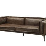 Chocolate Silver Top Grain Leather Loveseat with Square Arms 71-Inch
