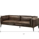 Chocolate Silver Top Grain Leather Loveseat with Square Arms 71-Inch