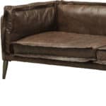 Chocolate Silver Top Grain Leather Loveseat with Square Arms 71-Inch