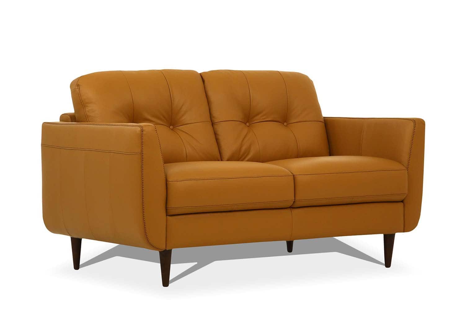 59 Inch Camel Brown Leather Loveseat With Flared Arms 1 59 Inch Camel Brown Leather Loveseat With Flared Arms