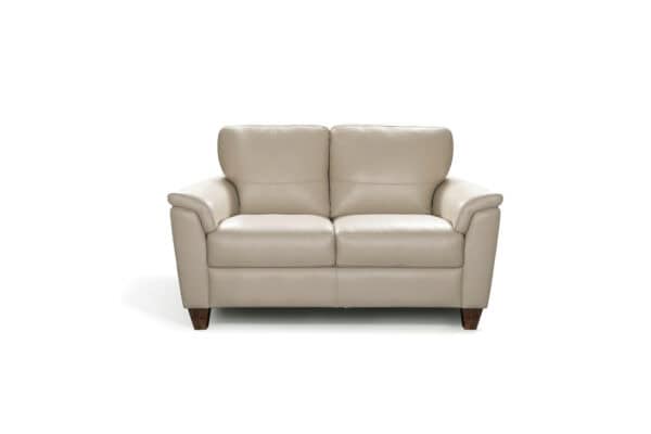 Beige and Black Genuine Leather Loveseat with Square Arms