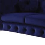 72-Inch Blue and Silver Velvet Loveseat With Tufted Cushions