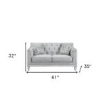Light Gray and Off White Loveseat with Toss Pillows