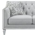 Light Gray and Off White Loveseat with Toss Pillows