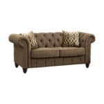 67 Inch Brown Linen Loveseat with Tufted Cushions and Pillows 6 67 Inch Brown Linen Loveseat with Tufted Cushions and Pillows
